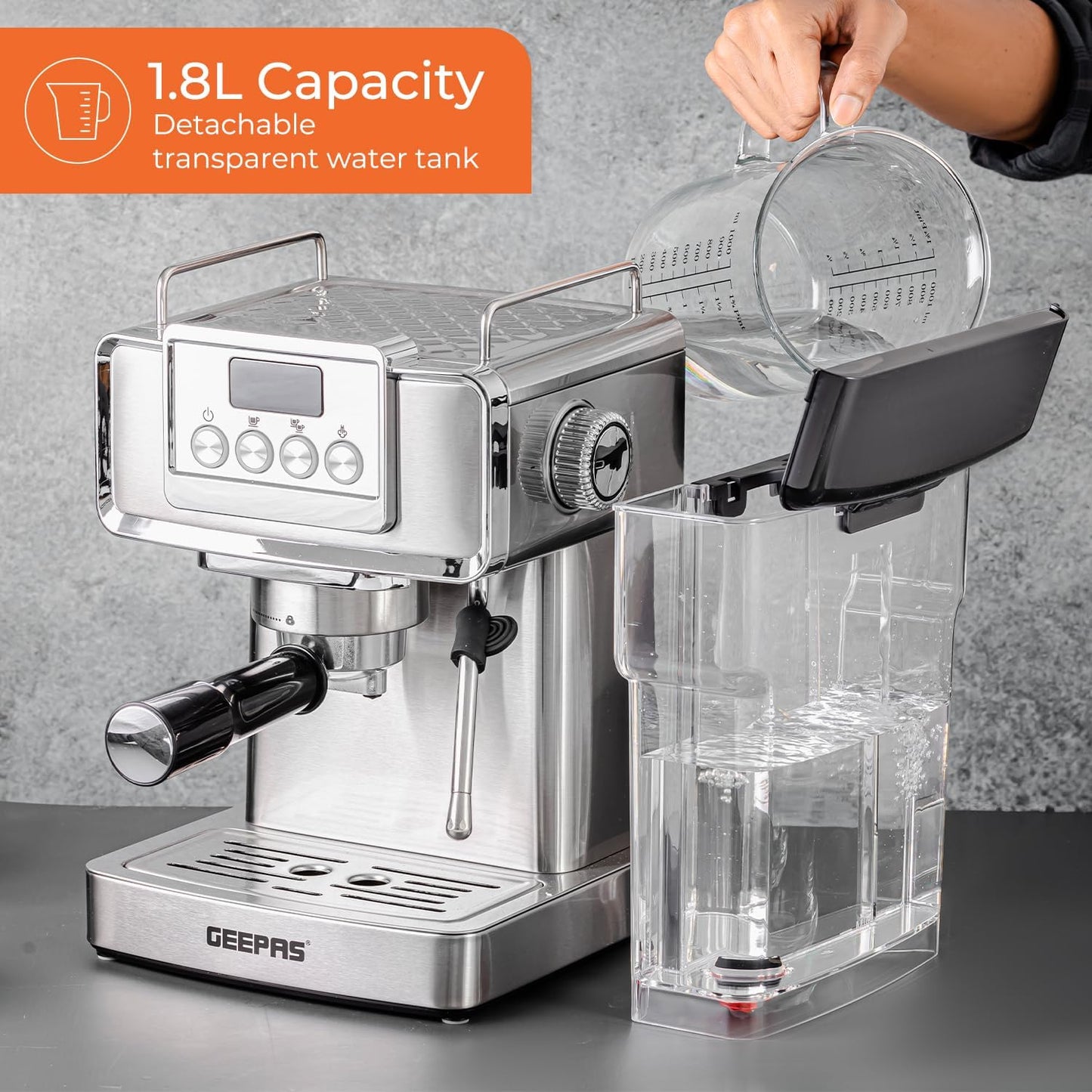 GEEPAS Espresso Coffee Machine with Milk Frother