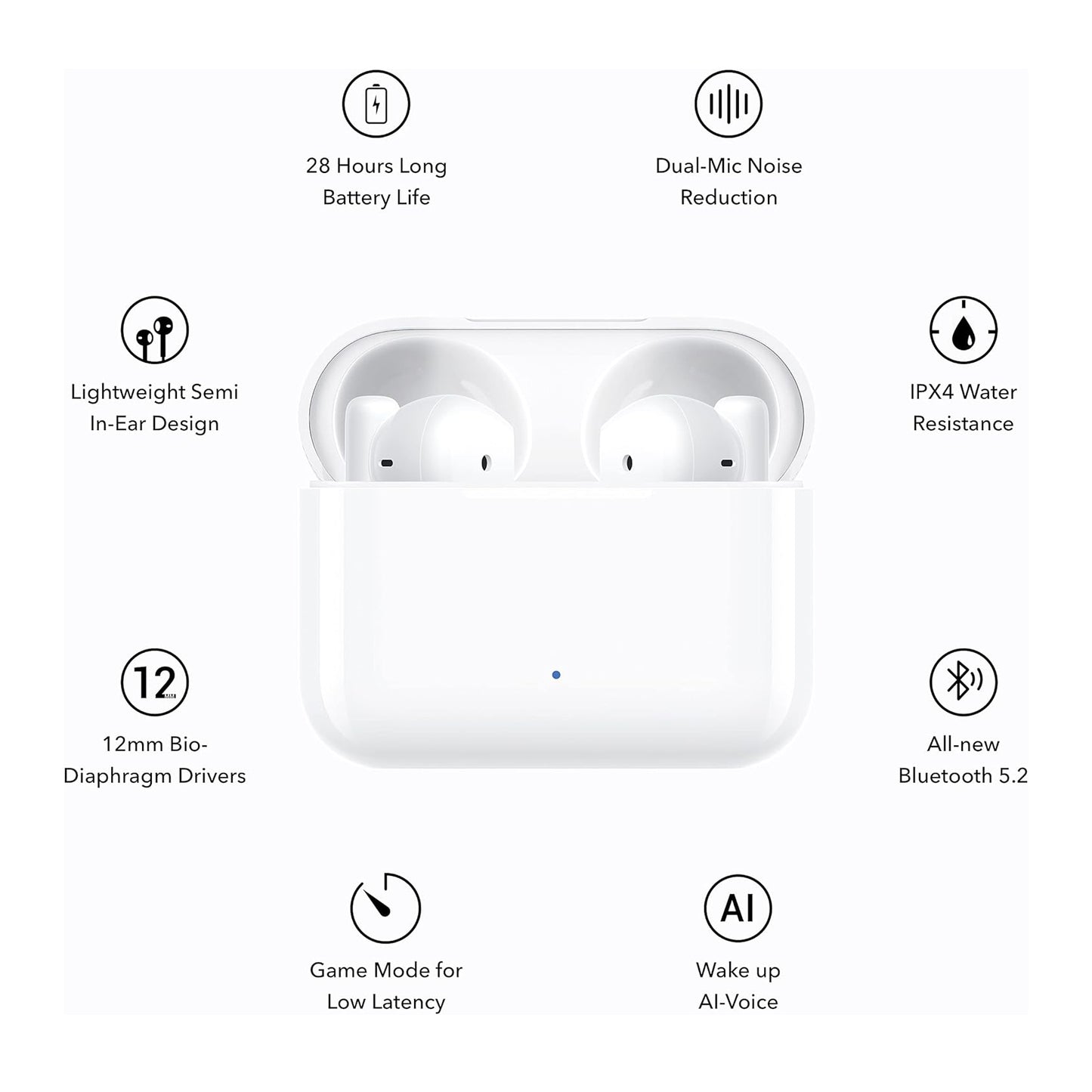 HONOR Wireless Choice Earbuds X with Charging Case Glacier White Color