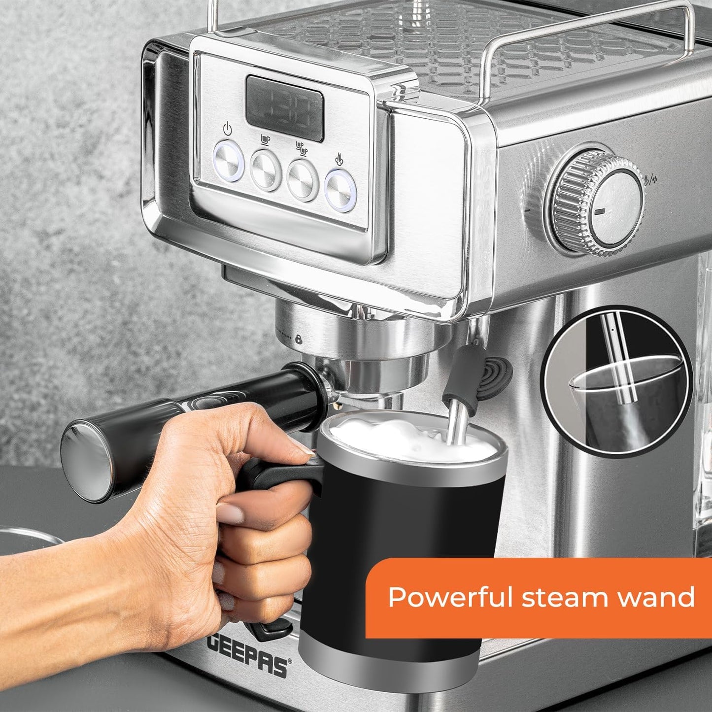 GEEPAS Espresso Coffee Machine with Milk Frother