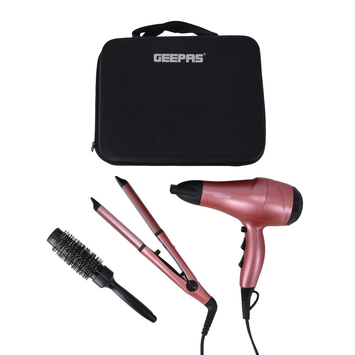 GEEPAS 4 In 1 2000W Portable Hair Dryer, Straightener, Curler With Bag